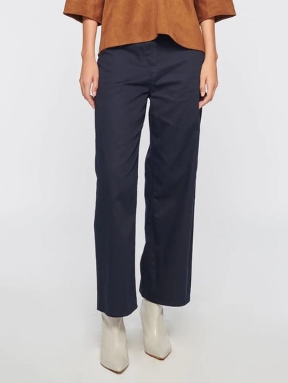 Tibi Wide Leg Cropped Crop Navy Blue Cotton Khaki Carpenter Cargo Pants Size 30